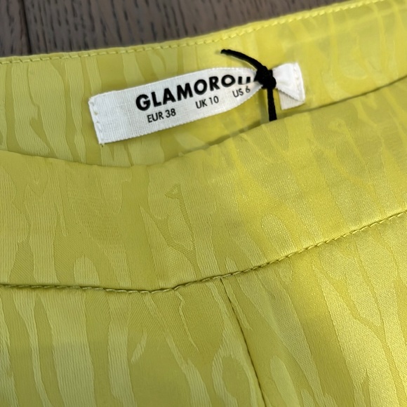 Bright green/yellow wide legged satin pants - Picture 2 of 3